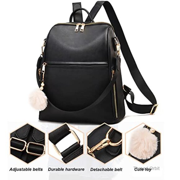 PU Leather Waterproof Backpack Purse with 10 Pockets for Travel main image 4